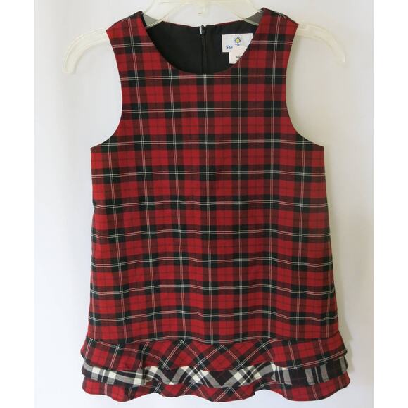 FLORENCE EISEMAN PlaidDress Size 4 Girls Tartan Wool Blend Red/Black Christmas